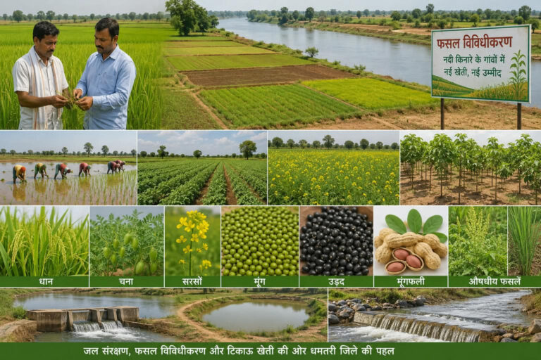 नदी किनारे की माटी में समृद्धि का नया अध्याय, धमतरी में 38 हजार किसानों की किस्मत बदलेगा फसल विविधीकरण…..
