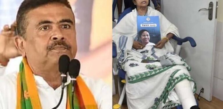 नंदीग्राम में शुभेंदु अधिकारी का बड़ा दावा, बोले- ममता के पैर में नहीं हुआ था फ्रैक्चर